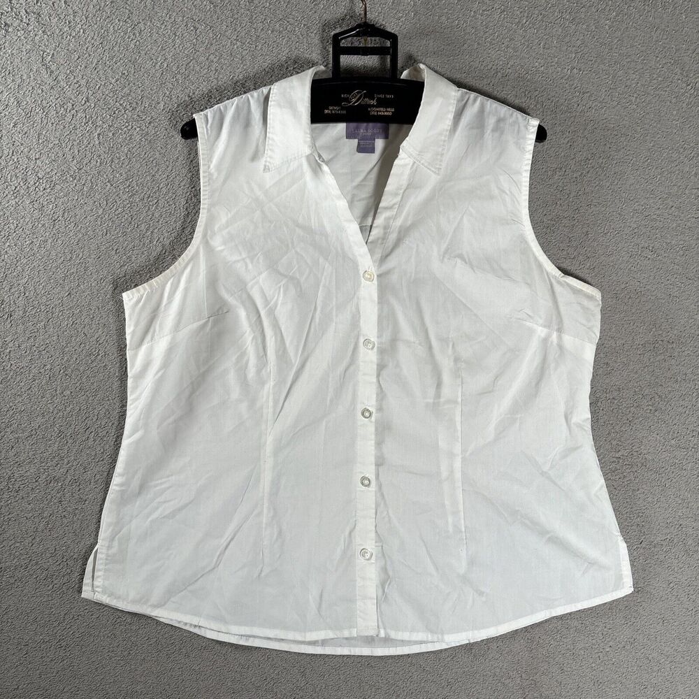 Laura Scott Sears Petite Sleeveless Blouse Women’s Size XLP‎ White Basic Top